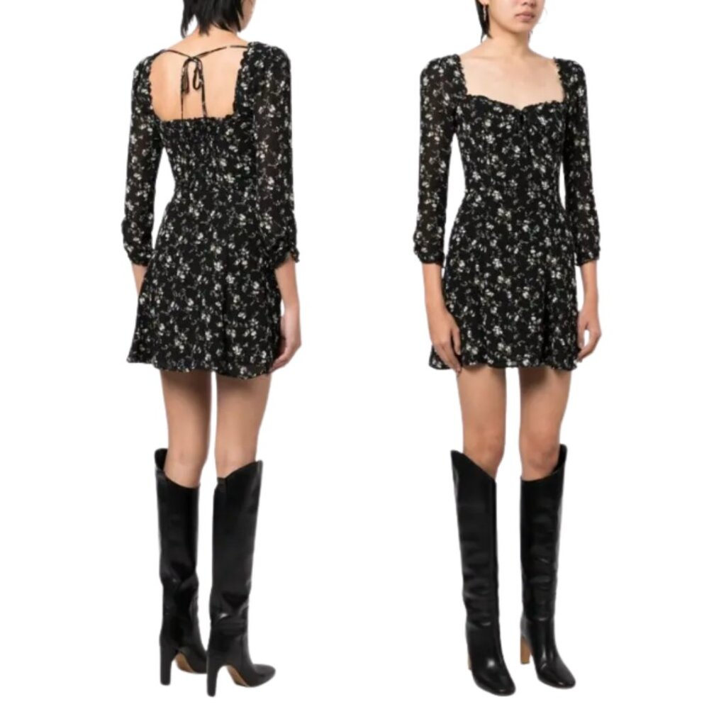 Reformation Black and White Floral Mini Dress